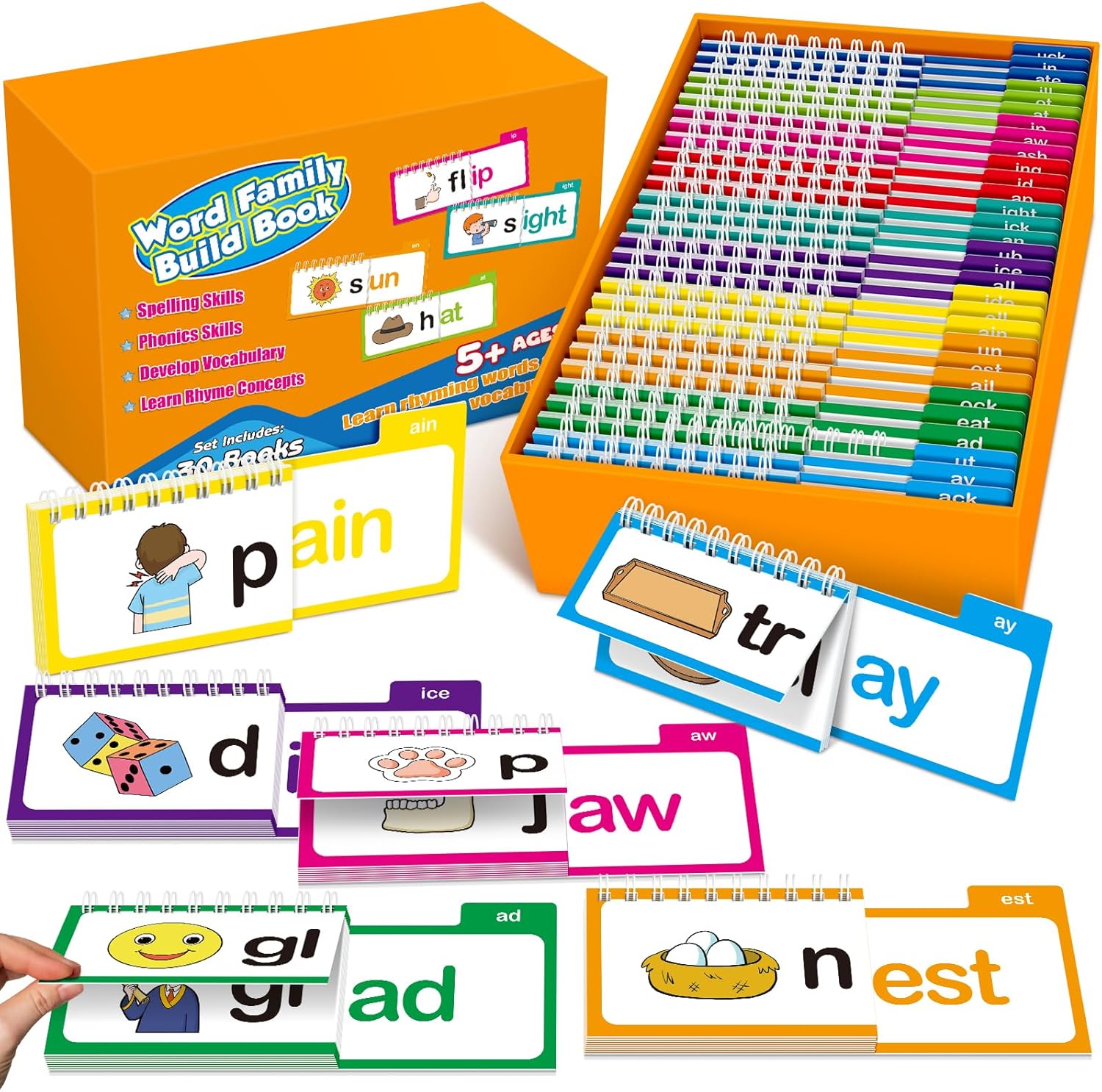 Phonics Card Game - بطاقات تعليمية للصوتيات، كتاب بناء عائلة