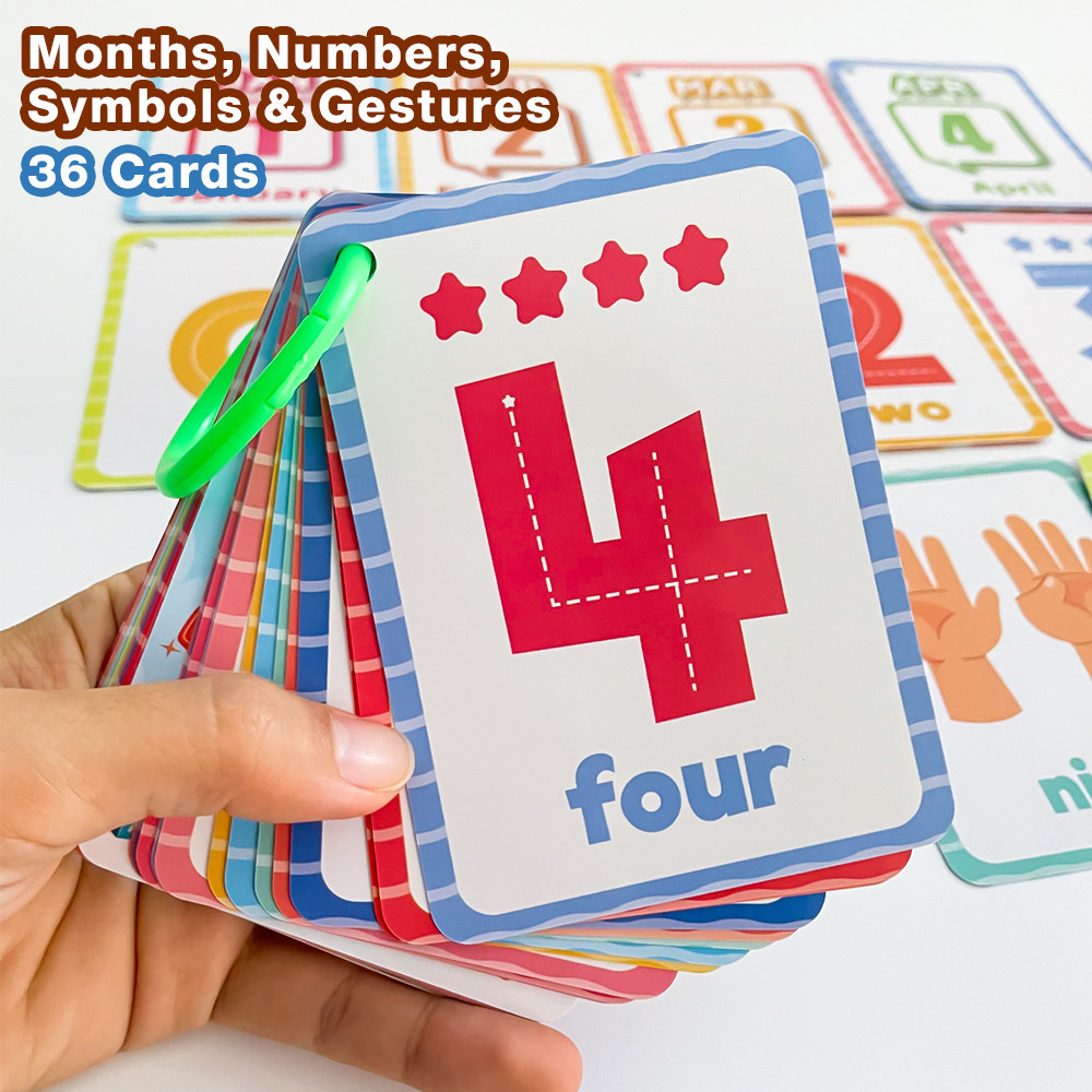 Flash Card Alphabet - أرقام الرموز الإيماءات والأشهر الإدراك البطاقات