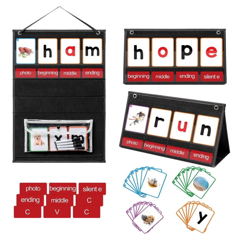 مخطط جيب لبناء الكلمات CVC مع  - مراجعة Phonics Card Game وسعره