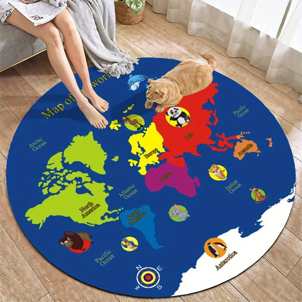 سجادة دائرية بتصميم خريطة العا - مراجعة Kids Education Nursery وسعره